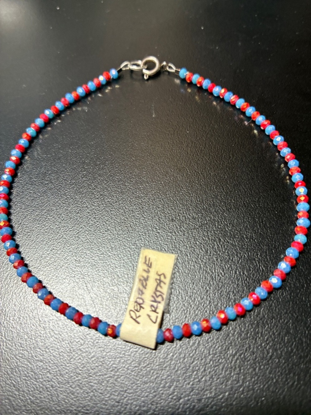 Faceted Red & Blue crystal Beaded Anklet